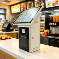 Kiosco de Autoservicio para Mostrador, Terminal con Pantalla Táctil Inclinable, Escáner QR Integrado, Impresora de Recibos para Restaurantes de Comida Rápida