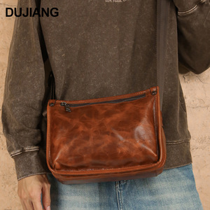 กระเป๋าสะพายข้างผู้ชายดูเจียงหนังแท้กระเป๋าสะพายข้างเคลือบน้ำมันสำหรับเดินทางแบบสบายๆกระเป๋าอเนกประสงค์เรียบง่าย - Product Image 2