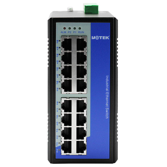 UOTEK 16 Ports 10/100/1000M RJ45 2 Layer Unmanaged Industrial Ethernet Switch DIN-Rail IP40 -40~75 40G Bandwidth