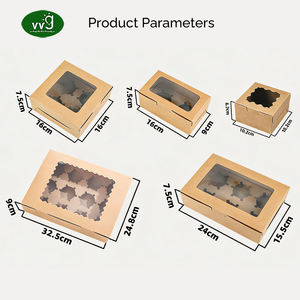 VVG All'Ingrosso Personalizzati Scatole per Cupcake in Mini Carta Kraft Marrone Bianco Rosa con Finestra Trasparente, da <span class=keywords><strong>2</strong></span>/4/6/12 Fori - Product Image 2