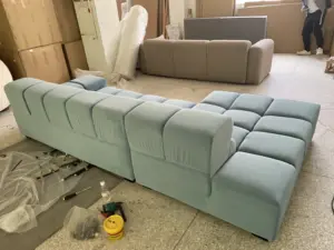 High Quality Blue Corner Couch Set Modern Design With Cozy Foam Fabric Super Comfortable For Living Room Apartment Hot Sale