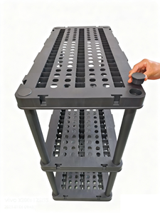 Étagère en plastique avec 3 niveaux, capacité de 27 kg, 123x36x56, étagère légère, étagère en plastique, étagère industrielle pour entrepôt - Product Image 4