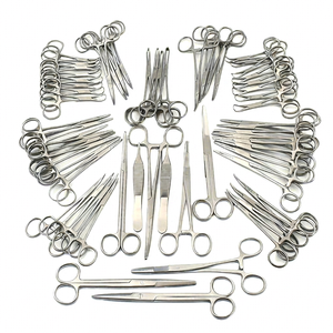 Ensemble d'instruments chirurgicaux vétérinaires réutilisables en acier inoxydable : ciseaux, pinces, hémostatiques pour la chirurgie animale - Product Image 1
