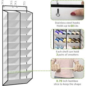 Over The Door <b>Shoe</b> Organizer 30 Pairs Mesh Hanging <b>Rack</b> White Closet Storage With 10 Tier Pockets For <b>Shoes</b> - Product Image 5