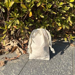 Wholesale Custom Logo Printed Small Cotton <b>Drawstring</b> <b>Pouch</b> Recyclable Gift Packaging Bag - Product Image 5