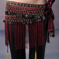 Ceinture de danse orientale à franges et pampilles avec pièces de monnaie en cuivre pour costume tribal