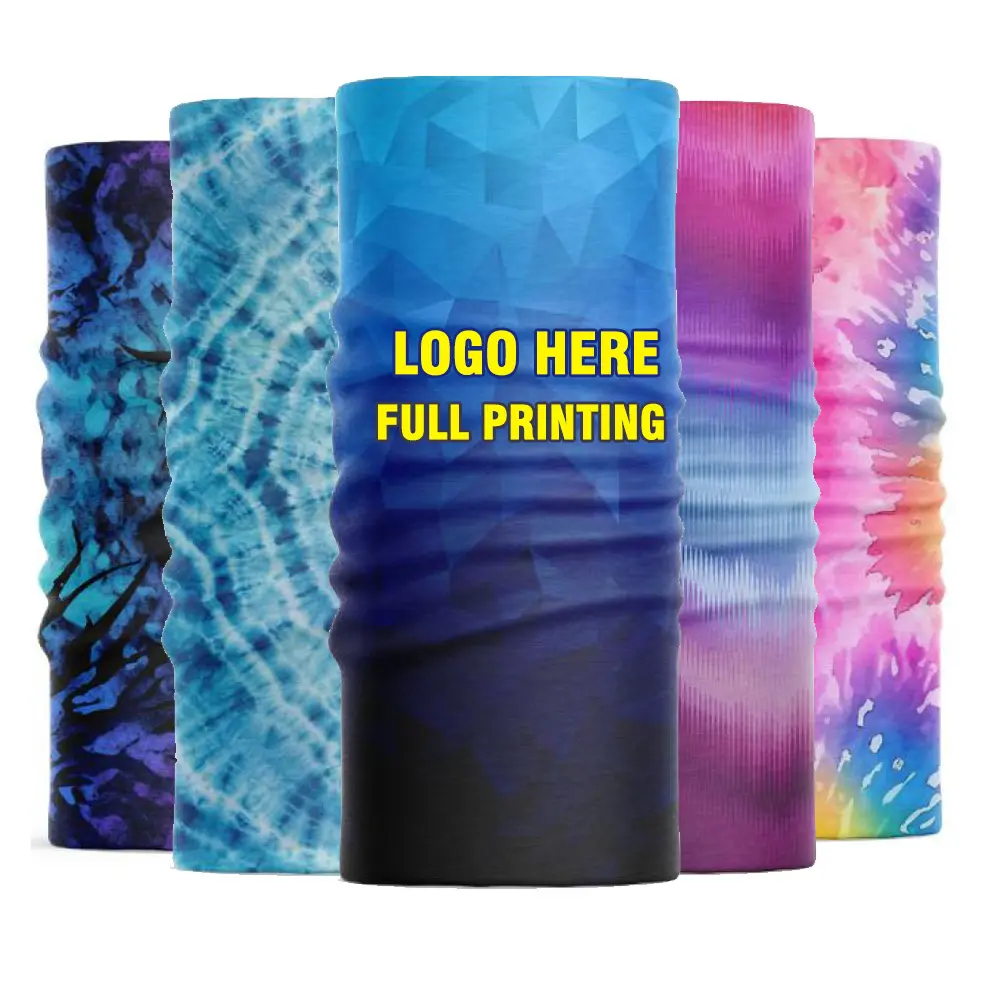 Custom Digital Printing Multifunction Seamless Summer Solid Color Outdoor Sports Thin Neck Gaiters Magic Durag Scarf Bandanas