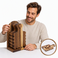 Sous-verres en bois d'acacia avec support, bords festonnés, dessous de verre en bois avec poignée pour table basse, bar, décoration de bureau