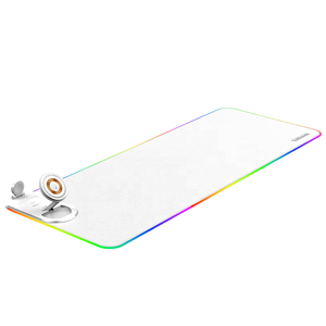 Alfombrilla de ratón de carga inalámbrica rápida 3 en 1 de 15W, alfombrilla de juego luminosa de Color <span class=keywords><strong>RGB</strong></span> con logotipo personalizado gratis, alfombrilla de ratón de cuero, cargador inalámbrico - Product Image 2