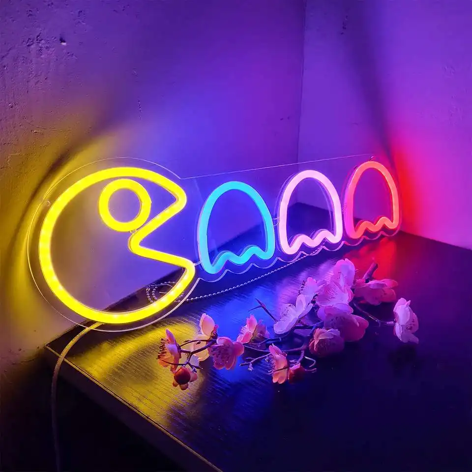 Gaming Sign Retro Arcade Decor Ghost Led Ambient Signs Night led Game Neon Lights for Bedroom Wal