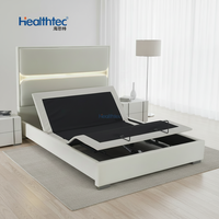 Lit électrique réglable moderne en métal pour chambre à coucher, inclinable avec position plate à une touche, télécommande sans fil, double moteur