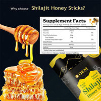 Bâtonnets de miel de Shilajit de l'Himalaya 60% Acide Fulvique, Booster d'énergie, Shilajit liquide pur en sachet, Vitalité Adulte, Marque Privée, Faible en gras