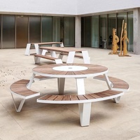 Ensemble de table de pique-nique en bois métal personnalisé en usine ensemble table et chaises de jardin patio extérieur Table en bois avec parapluie