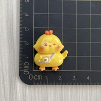 Dijes de resina planos de pollo amarillo Kawaii para decoración, venta al por mayor, para llaveros, horquillas y collares DIY
