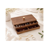 Boîte à bijoux en noyer empilable personnalisée, design vintage à plusieurs niveaux pour petites boîtes à bijoux