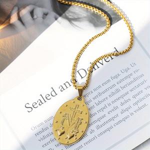 Vente chaude 18K En Acier Inoxydable Vierge Marie Collier À La Mode Religieux Catholique Bijoux Miraculeuse Médaille Marie Pendentif pour Hommes - Product Image 5