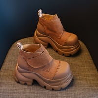 Nouvelles Bottines Plateformes Tendance pour Femme Automne 2026, Talon Épais Discret de 9 cm, Fermeture Auto-agrippante, Style Décontracté à Talon Haut
