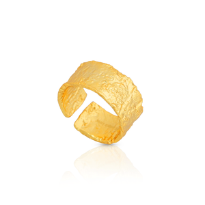 Anillos Ajustables Chris Apri en Plata de Ley 925 con Baño de Oro, Textura Orgánica Martillada y Irregular, Disponibles en Stock - Product Image 3