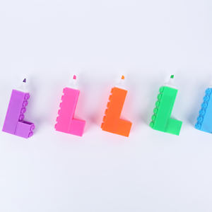Ensemble de 6 surligneurs miniatures en forme de blocs de construction, encre fluorescente, tête oblique, emballage en vrac - Product Image 1