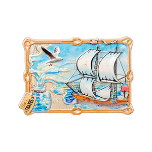 Imán de Resina con Forma de Abanico de Mallorca, Diseño de Mosaico de Mariposas y Lagartos Coloridos, Recuerdo de Viaje Español - Product Image 3