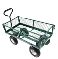 Chariot de jardin robuste en fonte, pliable, pneumatique 3.50-4, chariot à main à quatre roues, plateforme en maille, outils OEM, charge 250 kg