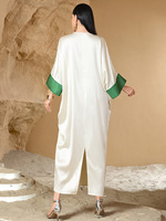 Robes amples géométriques musulmanes pour femmes, manches chauve-souris, col rond, vêtements décontractés, vêtements du Moyen-Orient, Abaya, Caftan