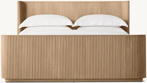 Đồ nội thất trong nhà hiện đại sồi trắng reeding và veneers phòng khách cao cấp phòng ngủ nơi trú ẩn giường với footboard - Product Image 2