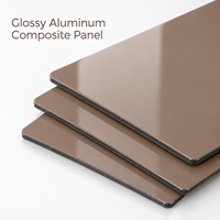 Panneau composite en aluminium brillant 4 mm, taille personnalisée, couleur or champagne, panneau ACM pour les murs de réception d'hôtel