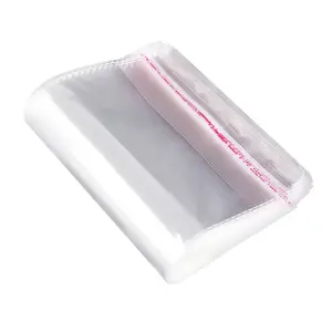 Sacos plásticos autoadesivos transparentes de LDPE Opp para embalagens de roupas, sacos de celulónio transparente com logotipo personalizado, sacos de celulónio Opp