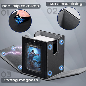 Boîte à cartes pour MTG <span class=keywords><strong>Commander</strong></span> Decks Étui à cartes en cuir pour cartes TCG avec verrouillage magique - Product Image 3