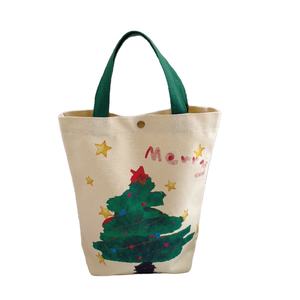 Bolsa de Compras de Lona de Algodón Orgánico Reciclado Ecológica con Impresión Personalizada, Diseño Sencillo, Bolsa de Regalo de Navidad - Product Image 1