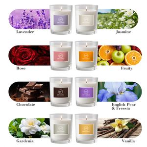 Bougie parfumée élégante en verre floral, cire de soja, aromathérapie, décoration d'intérieur, durée de combustion de 20 à 40 heures, mèche simple, Noël - Product Image 5