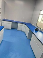 Table de laboratoire électronique ESD moderne en résine époxy métallique bleue avec siège pour ordinateur pour usage scolaire
