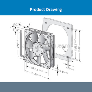 Ventilador Axial de Gabinete con Rodamiento de Bolas 3412NHH 92x92x25mm 9225 12VDC 2.9W 0.24A 3250RPM 102m3/h, Ventilador de Refrigeración CC Eléctrico OEM - Product Image 4