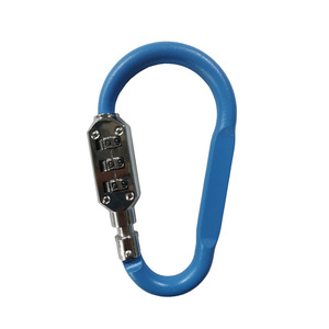 Mosquetón de aleación de aluminio Jinhao HE01 con cerradura mecánica de combinación azul para equipo de escalada - Product Image 1