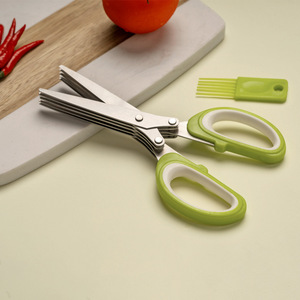 Ciseaux multifonctionnels en acier inoxydable à cinq couches, robustes, pour la cuisine, pour couper les légumes et les aliments pour bébés - Product Image 1