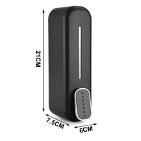 Distributeur de savon mural en plastique noir, distributeur de savon liquide rechargeable, bouteille à pompe pour savon pour les mains, pour salle de bain, cuisine, hôtel, manuel
