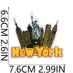 Vente en gros de patchs brodés personnalisés New York à appliquer au fer, petits patchs brodés pour vêtements - Product Image 3