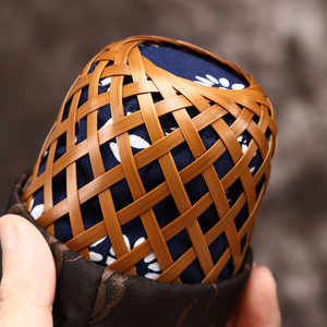 Bamboo Woven Teacup <b>Baskets</b> Round <b>Storage</b> Containers For Kitchen Use Cotton Lined Handicrafts - Product Image 4