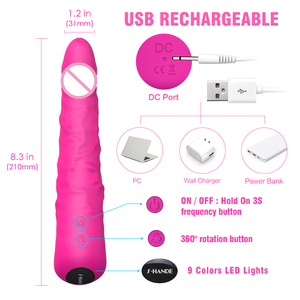 <strong>Silicone</strong> Safety Rotating Vibrator <strong>Dildo</strong> for Female Masturbation and Couples Sex - Product Image 4