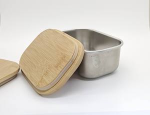 Recipiente Metálico de Alta Calidad con Tapa de Bambú, Biodegradable y Ecológico, para Almacenamiento de Alimentos y Café, con Diseño Antiguo Pintado, 100 ml - Product Image 4