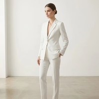 Blazer Minimaliste Blanc en Triacétate avec Doublure en Cupro Anti-plis Coupe Ajustée pour Femme Professionnelle
