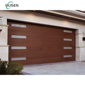 Puertas de garaje de aluminio con motor de sensor para el hogar al por mayor de China con puertas peatonales con ventanas para distribuidores