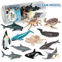 Figurines de requins et de baleines, mini-dinosaures, figurines d'action pour gâteaux, jouets éducatifs en plastique, figurines d'animaux en baril de simulation, vente en gros