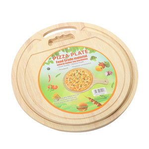 Planche à découper ronde en bois pour pizza, pain, steak, plateau de service, couleur unie, bois naturel, 2 tailles, utilisation en cuisine - Product Image 5