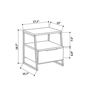 Table de chevet moderne en MDF cadre en métal OEM ODM vente en gros table basse rectangulaire en bois pour chambre à coucher best-seller meubles de maison - Product Image 2
