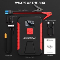 SHARMEAL Fabricant OEM&ODM Démarreur de Batterie Portable 4-EN-1 6000mAh 12V avec Pompe à Air et Power Bank
