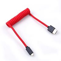 Cable en Espiral de Nailon Negro/Rojo FRO HDM Macho a Micro HDM/MINI HDM/HDM Macho, 1080P/4K 60Hz 18Gbps HDR para Monitor, TV, Computadora