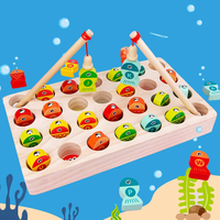 Juego de pesca de madera de 36 letras para niños al por mayor, palabras del alfabeto, rompecabezas de peces a juego, juguetes educativos cognitivos para