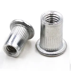 Customized Stainless Steel Threaded Inserts Large Flat Head Rivet Nuts With Knurled